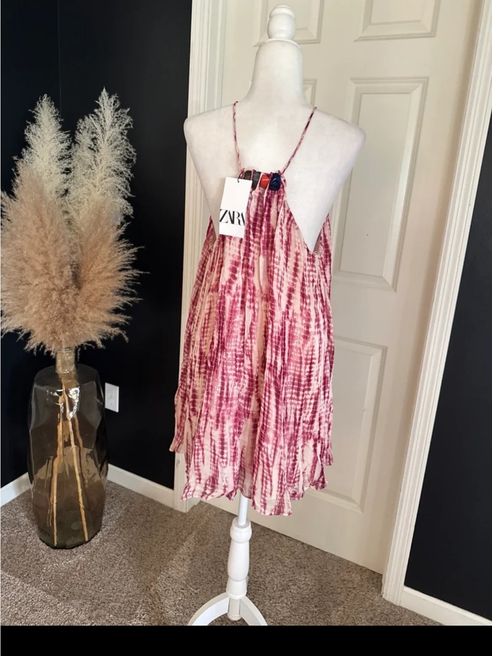 NWT ZARA BEADED TIE-DYE DRESS SIZE XL - Picture 10 of 12